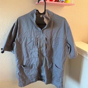 XL MR Sport Vintage Grey Utility Workwear Zip Up Men’s Short Sleeve